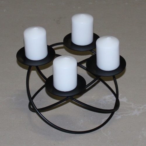 Adventskrans i jern med ringe - til bloklys - lille model